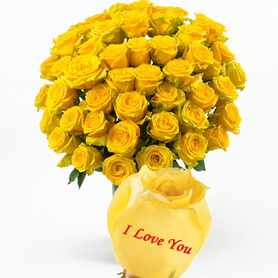 "Talking Roses (Print on Rose) (50 Yellow Rose) I Love You - Click here to View more details about this Product